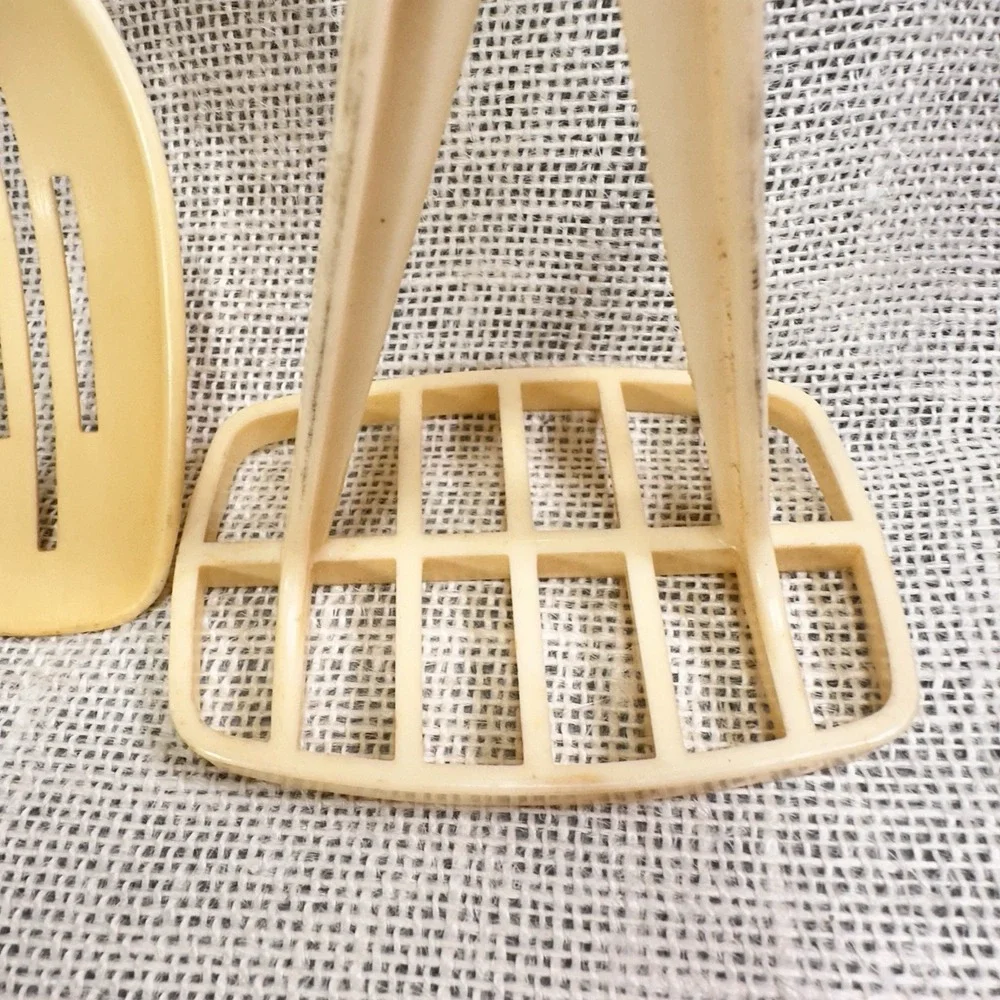 Foley Slotted Spoon & Potato Masher Beige Nylon‎ Kitchen Utensils Made in USA